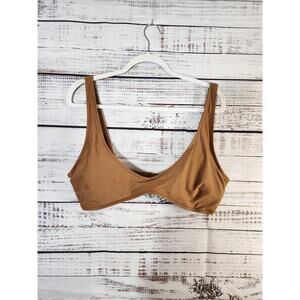 Aerie women's scoop neck bikini top in brown size XXL